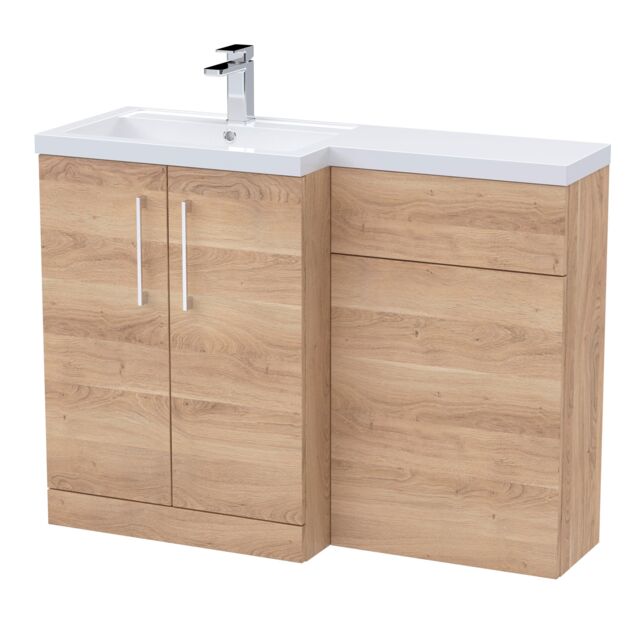 Balterley Bathroom Vanity Basin & WC Unit Left Hand Bleached Cuneo Oak 1100mm in Brown - image 1