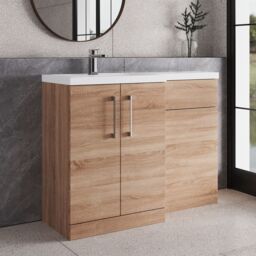 Balterley Bathroom Vanity Basin & WC Unit Left Hand Bleached Cuneo Oak 1100mm in Brown - thumbnail 4