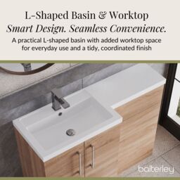 Balterley Bathroom Vanity Basin & WC Unit Left Hand Bleached Cuneo Oak 1100mm in Brown - thumbnail 7
