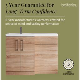 Balterley Bathroom Vanity Basin & WC Unit Left Hand Bleached Cuneo Oak 1100mm in Brown - thumbnail 6