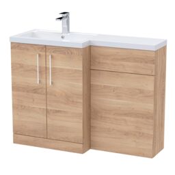 Balterley Bathroom Vanity Basin & WC Unit Left Hand Bleached Cuneo Oak 1100mm in Brown - thumbnail 1