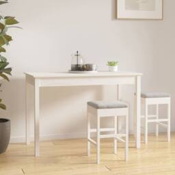 Berkfield Home Beautiful Dining Table White 110x55x75 cm Solid Wood Pine - Size: 110 x 55 x 75 cm - thumbnail 2