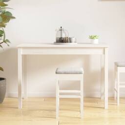 Berkfield Home Beautiful Dining Table White 110x55x75 cm Solid Wood Pine - Size: 110 x 55 x 75 cm - thumbnail 5