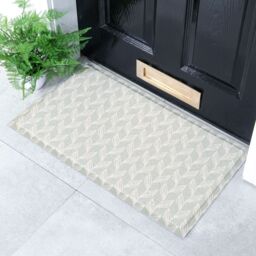 Artsy Mats Leaf Chevron Sage Green Indoor Outdoor Doormat (70 x 40cm) in Beige - Size: 40 cm x 70 cm - thumbnail 3