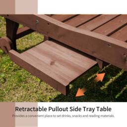 OUTSUNNY Wooden Sun Lounger Outdoor Patio Sun Bed w/ Pull-out Table in Natural - thumbnail 4