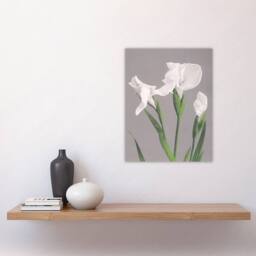 "Artery8 White Irises Blooming Flowers Retro Japan Wall Art Print Kazumasa in Green - Size: W12"" x H16""" - thumbnail 4