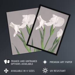 "Artery8 White Irises Blooming Flowers Retro Japan Wall Art Print Kazumasa in Green - Size: W12"" x H16""" - thumbnail 2