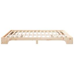 Berkfield Home Stylish Floor Bed Frame with Storage Brown 200 x 220 cm Solid pin in Natural - thumbnail 6