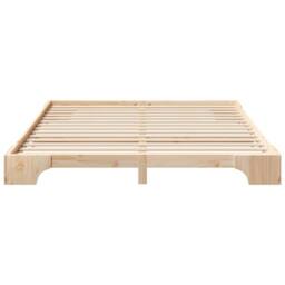 Berkfield Home Stylish Floor Bed Frame with Storage Brown 200 x 220 cm Solid pin in Natural - thumbnail 5