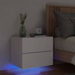 Berkfield Home Wall-mounted Bedside Cabinet with LED Lights White - thumbnail 2