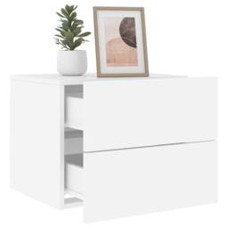 Berkfield Home Wall-mounted Bedside Cabinet with LED Lights White - thumbnail 5