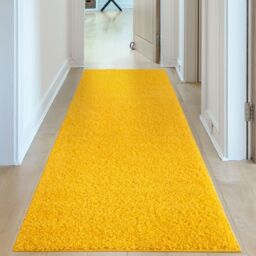 THE RUGS Yellow Plain High Pile Shaggy Rugs & Runners Living Room Bedroom - Size: 120 cm x 170 cm - thumbnail 8