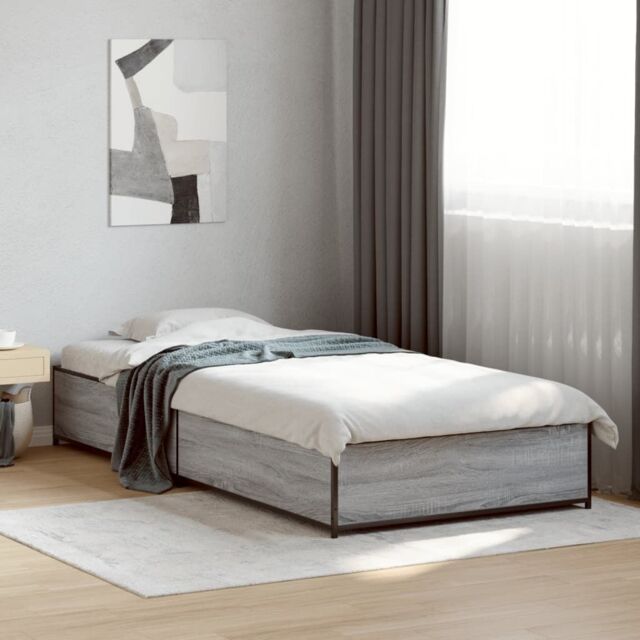 Berkfield Home Bed Frame without Mattress Grey Sonoma 90x190 cm Single - image 1