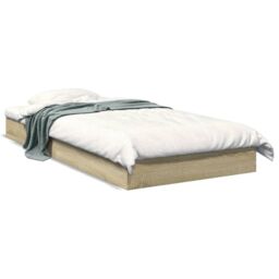 Berkfield Home Bed Frame without Mattress Sonoma Oak 75x190 cm Small Single Engineered Wood in Brown - thumbnail 2