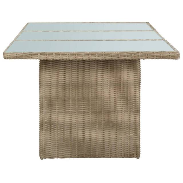 Berkfield Home Durable Garden Dining Table Brown 200x100x74 cm Glass & Poly Rattan - Size: 200 x 100 x 74 cm - image 1