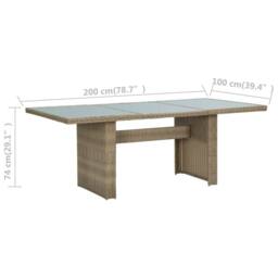 Berkfield Home Durable Garden Dining Table Brown 200x100x74 cm Glass & Poly Rattan - Size: 200 x 100 x 74 cm - thumbnail 6
