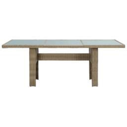 Berkfield Home Durable Garden Dining Table Brown 200x100x74 cm Glass & Poly Rattan - Size: 200 x 100 x 74 cm - thumbnail 3