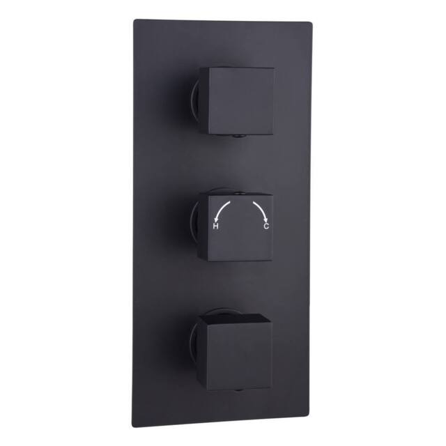 Bathroom Kingdom Menai Black Square Thermostatic Shower Valve - 2 Outlet - image 1