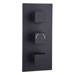 Bathroom Kingdom Menai Black Square Thermostatic Shower Valve - 2 Outlet - thumbnail 1