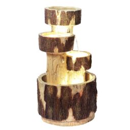 Primrose Log Cascading Water Feature Lights Indoor Outdoor Use H75cm 3 Tier in Natural - thumbnail 3