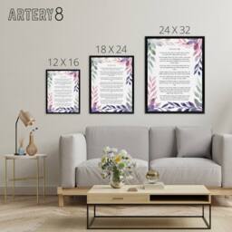 "Artery8 Psalm 138 I Will Praise Thee Bible Quote Framed Canvas Wall Art Print in Purple - Size: W18"" x H24""" - thumbnail 4