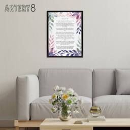 "Artery8 Psalm 138 I Will Praise Thee Bible Quote Framed Canvas Wall Art Print in Purple - Size: W18"" x H24""" - thumbnail 3