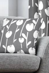 Fusion 'Alabar' 100% Cotton floral Silhouette Print Filled Cushion in Grey - Size: 43 cm x 43 cm - thumbnail 4