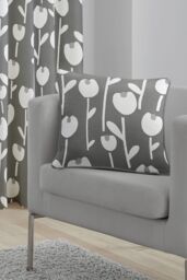 Fusion 'Alabar' 100% Cotton floral Silhouette Print Filled Cushion in Grey - Size: 43 cm x 43 cm - thumbnail 3