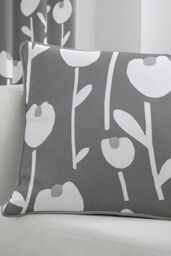 Fusion 'Alabar' 100% Cotton floral Silhouette Print Filled Cushion in Grey - Size: 43 cm x 43 cm - thumbnail 2