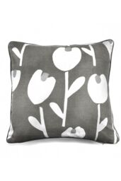 Fusion 'Alabar' 100% Cotton floral Silhouette Print Filled Cushion in Grey - Size: 43 cm x 43 cm