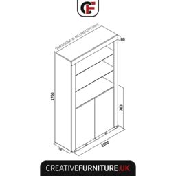 Mex Furniture LTD Display Cabinet with LED Lights & Gloss Doors / 170cm in Light Oak - thumbnail 5