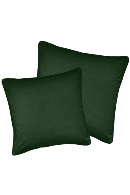 Enhanced Living Pair of Soft Velvet Double Sided Zip Opening Piped Edge Cushion Covers - Cases Only in Green - Size: 55 cm x 55 cm - image 1
