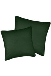 Enhanced Living Pair of Soft Velvet Double Sided Zip Opening Piped Edge Cushion Covers - Cases Only in Green - Size: 55 cm x 55 cm - thumbnail 1