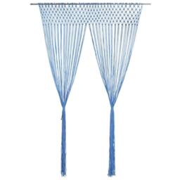 Berkfield Home Macrame Curtain Blue 140x240 cm Cotton - thumbnail 3