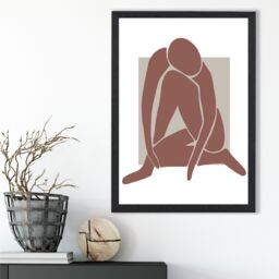 ARTZE Matisse Nude Neutral Coloured Framed Print SIZE: A4 with Black Frame in Beige - thumbnail 2