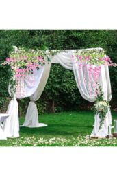 Living and Home 12 Pcs Hanging Artificial Wisteria Vine for Wedding Decoration in Fuchsia - thumbnail 2