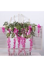 Living and Home 12 Pcs Hanging Artificial Wisteria Vine for Wedding Decoration in Fuchsia - thumbnail 1