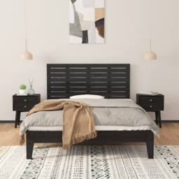 Berkfield Home Wall Headboard Black 146x3x63 cm Solid Wood Pine - Size: 146 x 3 x 63 cm - thumbnail 1