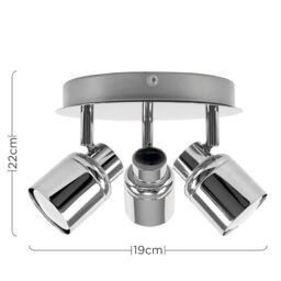 ValueLights Benton Adjustable Spotlight IP44 Rated Bathroom 3 Way Ceiling Light in Silver - thumbnail 5