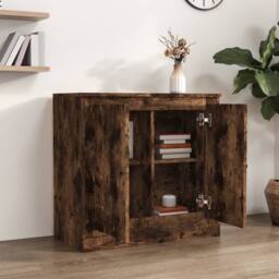 Berkfield Home Sideboard Smoked Oak 70x35.5x67.5 cm Engineered Wood in Brown - thumbnail 3
