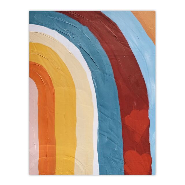 "Artery8 Mid Century Modern Rainbow Painting Abstract Boho Wall Art Print - Size: W12"" x H16""" - image 1