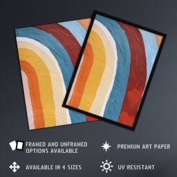 "Artery8 Mid Century Modern Rainbow Painting Abstract Boho Wall Art Print - Size: W12"" x H16""" - thumbnail 2