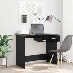 Berkfield Home Desk with Drawer Black oak 100 x 50 x 76 cm Engineered wood - thumbnail 2
