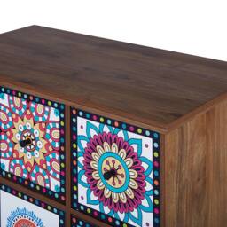 Wyld and Coco Multicolour Moroccan 9-Drawer Sideboard - Vintage Boho Storage in Brown - thumbnail 7