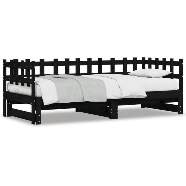 Berkfield Home Pull-out Day Bed Black 2x(80x200) cm Solid Wood Pine - image 1