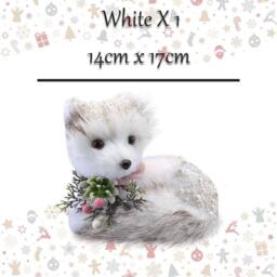 VFM e-Store Christmas Flocking Fox Decoration 14cm x 17cm White X 1 - Size: 14 cm x 17 cm - thumbnail 2