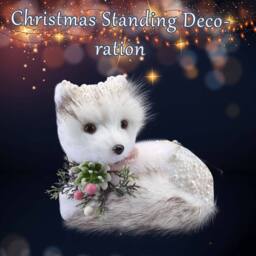 VFM e-Store Christmas Flocking Fox Decoration 14cm x 17cm White X 1 - Size: 14 cm x 17 cm - thumbnail 3