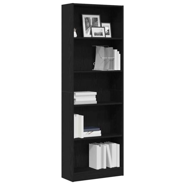 Berkfield Home Modern Black Oak Bookshelf - 60x24x176 cm, Made from Engineered Wood - Size: 60 x 24 x 176 cm - image 1