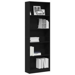 Berkfield Home Modern Black Oak Bookshelf - 60x24x176 cm, Made from Engineered Wood - Size: 60 x 24 x 176 cm - thumbnail 1