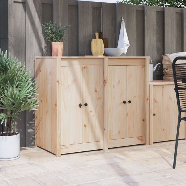 Berkfield Home Outdoor Kitchen Doors 2 pcs 50x9x82 cm Solid Wood Pine in Cream - Size: 50 x 9 x 82 cm - image 1